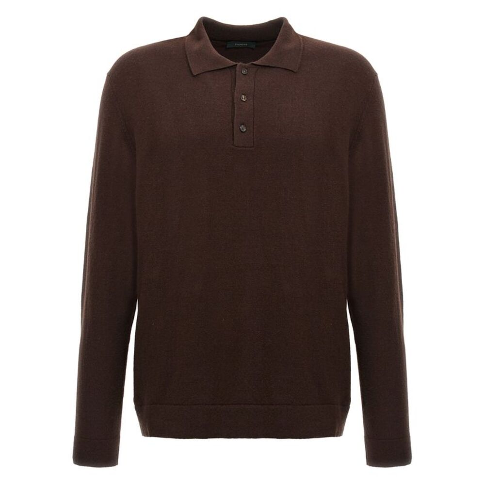 ZANONE Brown Virgin Wool Polo Men's Shirt